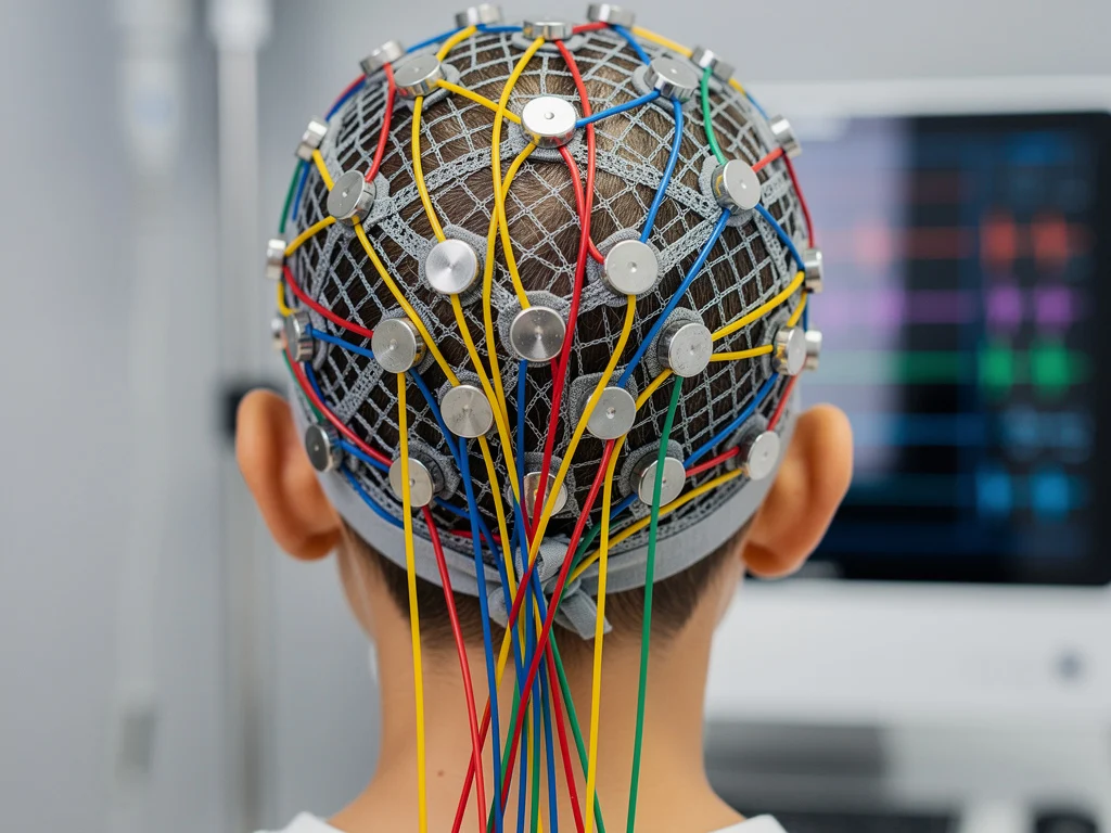 کلاه سنسور EEG نوروفیدبک روی سر کودک