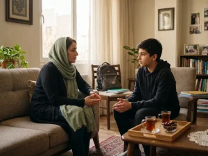 گفتوگوی مادر با پسر نوجوان درباره پیشگیری از سیگار